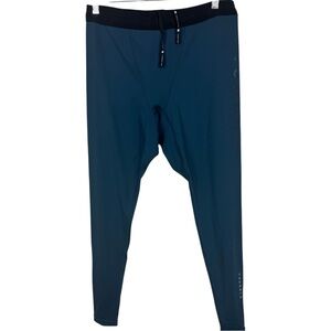 Youngla Compression Leggings Mens M Blue Stretch Drawstring Blitz Zipper Ankle